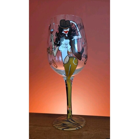 Cheers! Bottoms Up 2010 "Wild Thing" Wine Glass Collection 15 oz Glamorous - Picture 1 of 8